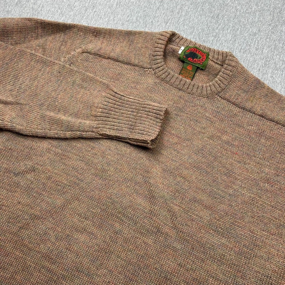 Boston Traders Long Sleeve Wool Sweater Mens Large Beige Color Fleck Crewneck
